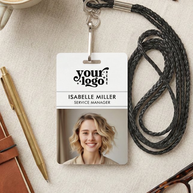 Crachá Business ID Card QR Modern Large Photo Employee (Business ID Card QR Modern Large Photo Employee Badge)