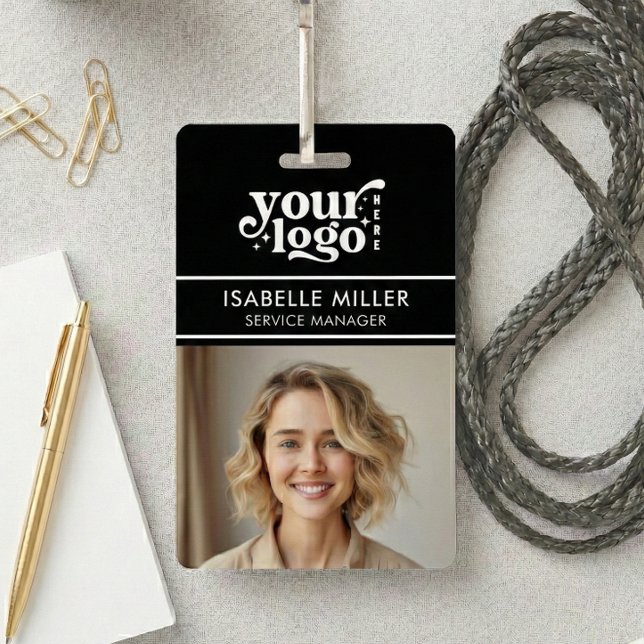 Crachá Business ID Card QR Modern Large Photo Employee (Business ID Card QR Modern Large Photo Employee Badge)