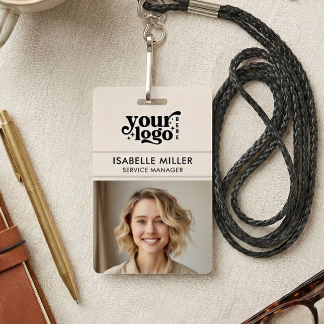 Crachá Business ID Card QR Modern Large Photo Employee (Business ID Card QR Modern Large Photo Employee Badge)