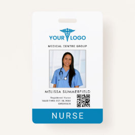 Crachá Business Logo QR Code Nurse Employee Photo ID