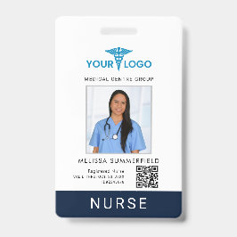 Crachá Business Logo QR Code Registered Nurse Photo ID