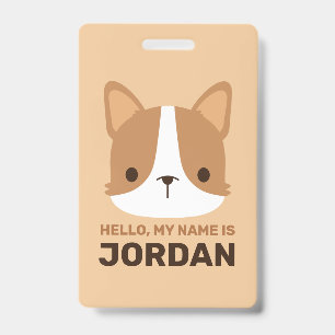 Crachá Cachorro Corgi Fofo com Nome Personalizado
