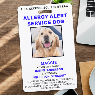 Crachá Cachorro de Alerta de Alergia com Foto Personaliza