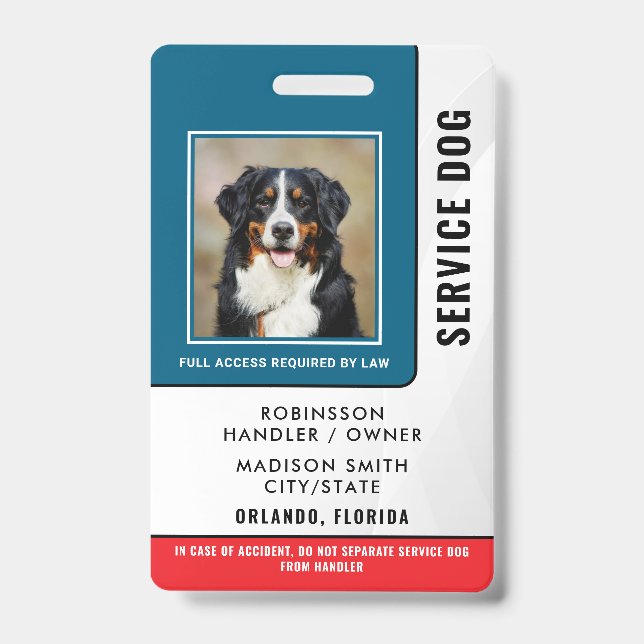 Crachá Cachorro de Serviço Personalizado (Frente)