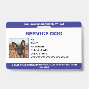 Crachá Cachorro de Serviço Personalizado Ada Card ID Foto