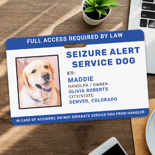 Crachá Cachorro de Serviço Personalizado de Alerta de Con