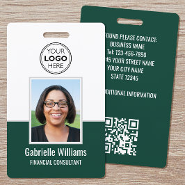 Crachá Cadalço de Segurança Verde QR para Funcionário com