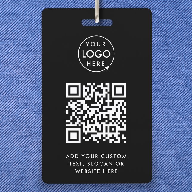 Crachá Cadalete de Evento em QR Code | Cartão de Identifi (Versatile editable ID badge template with interactive QR code & your business logo.)