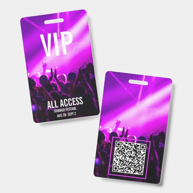 Crachá Cadeia de Acesso Total VIP do Festival em QR Code (Frente e verso)
