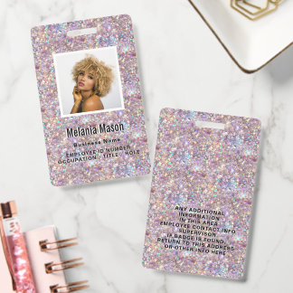 Crachá Cajado Rosa com Brilho em Dourado Rosa com Foto &