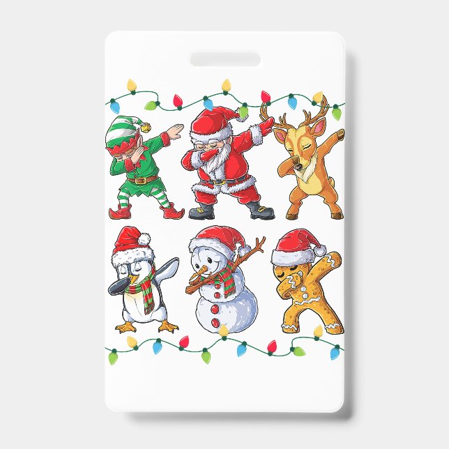 Crachá Camisa de Natal com Gingerbread Dabbing para Menin (Frente)
