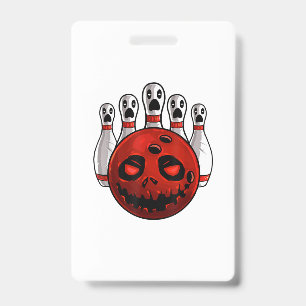 Crachá Camiseta de Halloween de Boliche com trocadilho