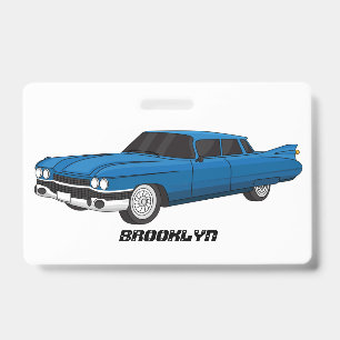 Crachá Carro clássico azul legal de 1959