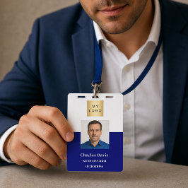 Crachá carta de identificação de funcionário azul marinho