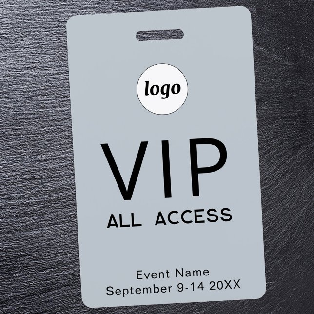 Crachá Cartão de Acesso Total VIP de Evento com Logo Mini (Simple logo with custom text business branding promotional VIP all access event ID badge)