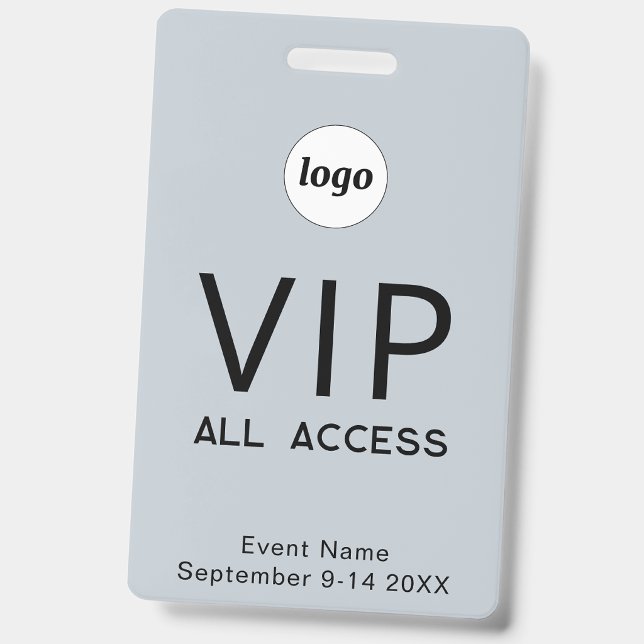 Crachá Cartão de Acesso Total VIP de Evento com Logo Mini (Simple logo with custom text business branding promotional VIP all access event ID badge)