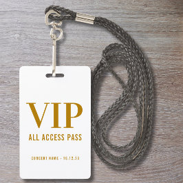 Crachá Cartão de Acesso Total VIP de Ouro Moderno Simples