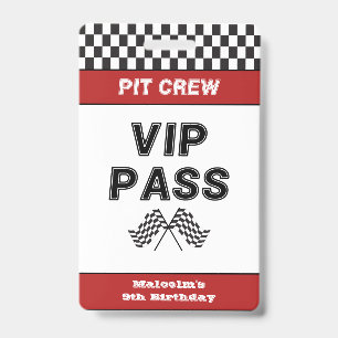 Crachá Cartão de Acesso VIP da Equipe de Pit Stop para Fe
