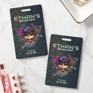 Crachá Cartão de Acesso VIP de Aniversário de Gamer Perso