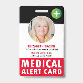 Crachá Cartão de Alerta Médico Personalizado