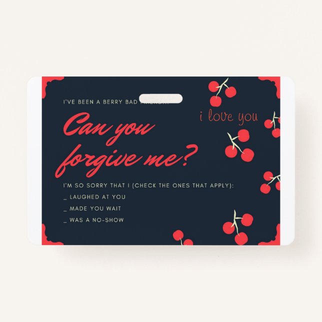 Crachá cartão de desculpa (Frente)