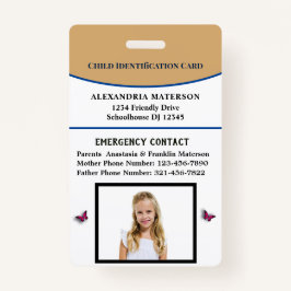 Crachá Cartão de Emergência de Identificação de Menino Me