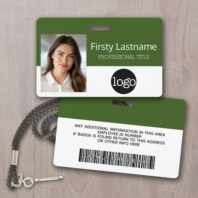 Crachá Cartão de Funcionário Personalizado - Foto, Código (Employee ID Badge - Upload your logo, photo and a bar code)