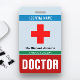 Crachá Cartão de ID Médico com Nome Personalizado