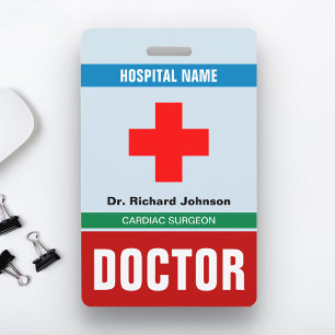 Crachá Cartão de ID Médico com Nome Personalizado