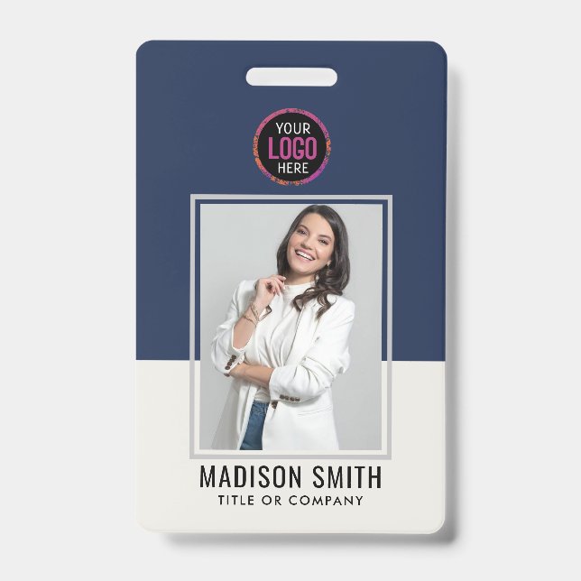 Crachá Cartão de ID Moderno | Empregado empresarial minim (Frente)