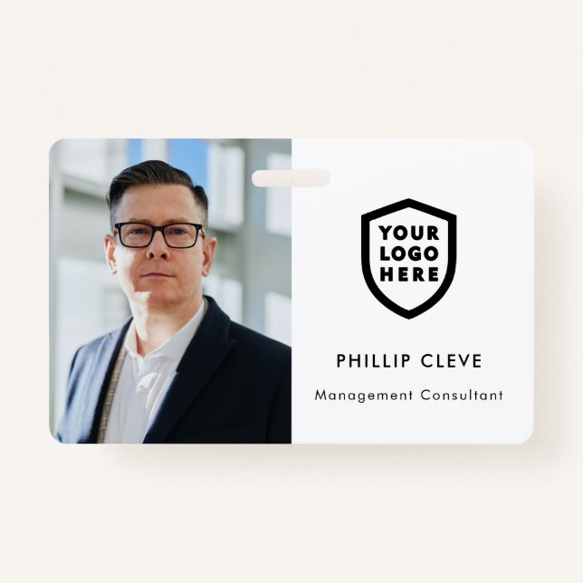 Crachá Cartão de ID Moderno | Funcionários para empresas  (Frente)