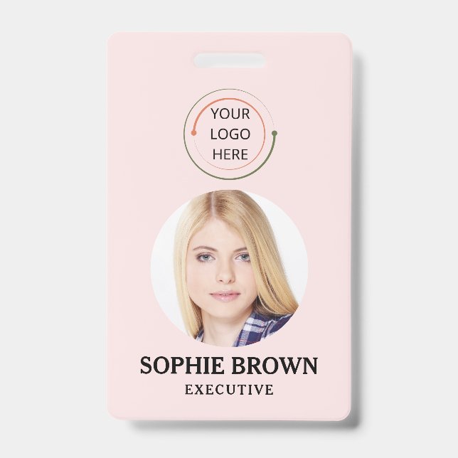 Crachá Cartão de ID Moderno | QR do trabalhador empresari (Frente)