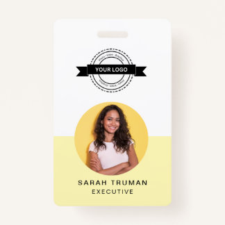 Crachá Cartão de identidade amarelo | QR do trabalhador e