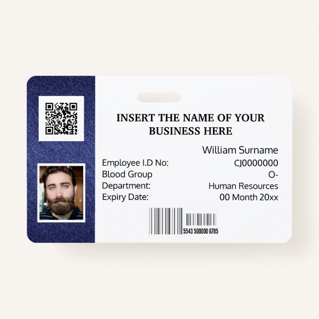 Crachá Cartão de identidade clássico logotipo de foto sim (Frente)