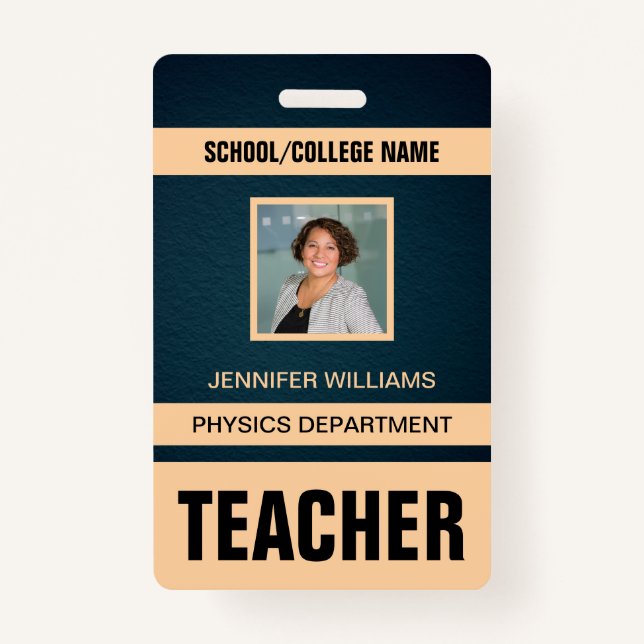 Crachá Cartão de identidade de professor moderno minimali (Frente)