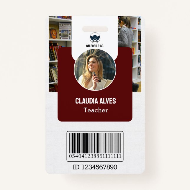 Crachá Cartão de identidade do professor | Cartão de iden (Frente)