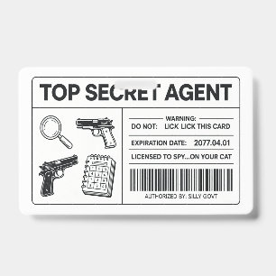 Crachá Cartão de Identificação de Agente Secreto Espião P