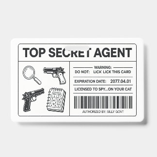 Crachá Cartão de Identificação de Agente Secreto Espião P