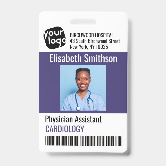 Crachá Cartão de Identificação de Assistente Médico Perso (Frente)