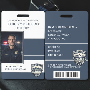 Crachá Cartão de Identificação de Foto ID da Polícia
