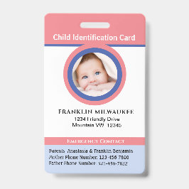 Crachá Cartão de Identificação de Fotografia para Criança