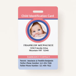 Crachá Cartão de Identificação de Fotografia para Criança
