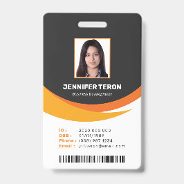 Crachá Cartão de Identificação de Funcionário Laranja Mod