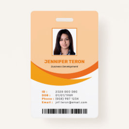 Crachá Cartão de Identificação de Funcionário Laranja Mod