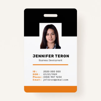 Crachá Cartão de Identificação de Funcionário Laranja Mod