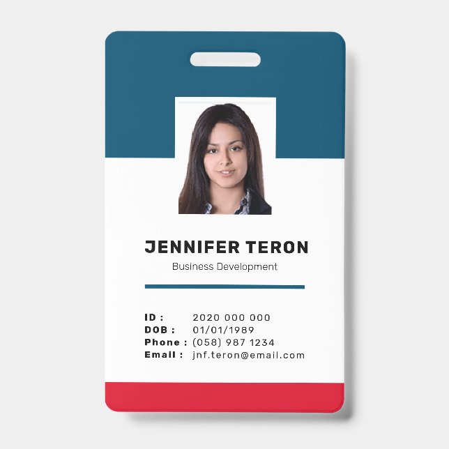 Crachá Cartão de identificação de funcionário personaliza (Frente)