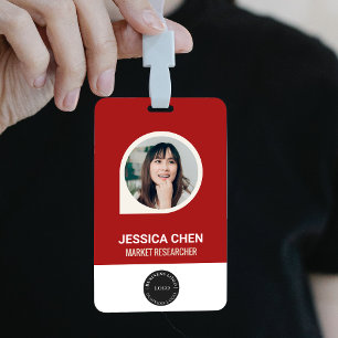 Crachá Cartão de Identificação de Funcionário Vermelho co