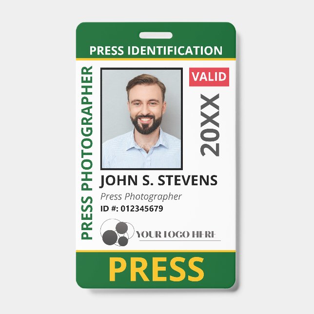 Crachá Cartão de Identificação de Imprensa com Código QR  (Frente)