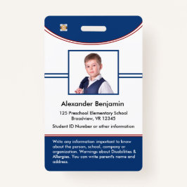 Crachá Cartão de Identificação de Menina Estudante