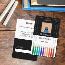 Crachá Cartão de identificação de professor de lápis de c
